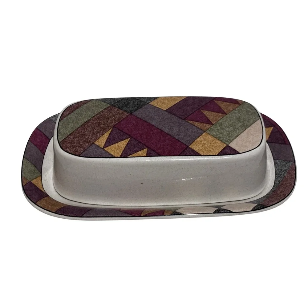 Studio Nova Palm Desert Butter Dish Lid Nancy Green Geometric Y2216 Stoneware